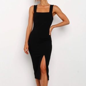 NWT black square neck dress with slit - Petal and Pup Hyatt